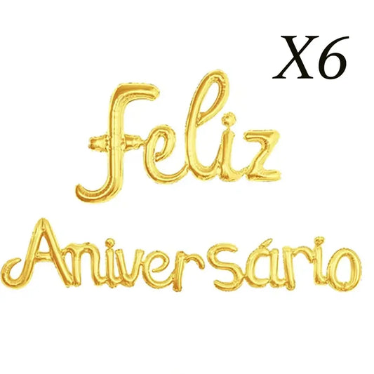 6 SET GLOBOS CON FRASE FELIZ ANIVERSARIO